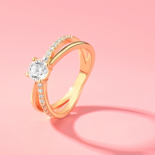 cz criss cross engagement ring