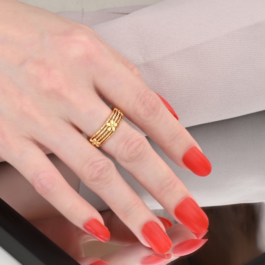 layered flower ring women