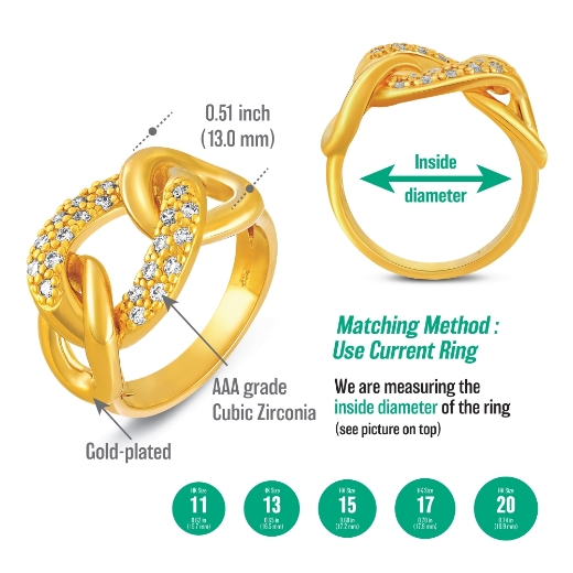 cz cuban chain ring measurement