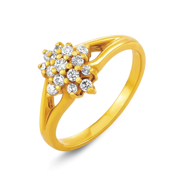 Show details for CZ Cluster Floral Statement Ring Gold Plated CZ Cluster Floral Ring
