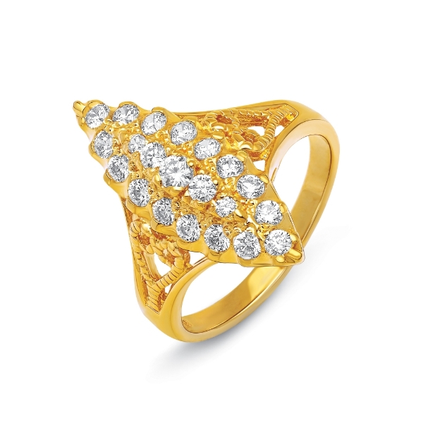 Show details for Vintage Marquise Cut CZ Signet Ring Gold Plated Marquise CZ Signet Ring