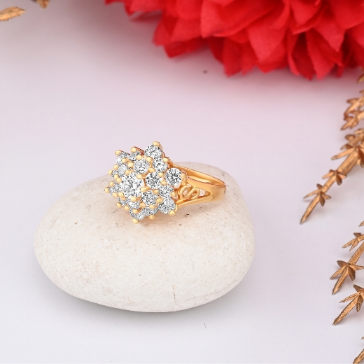 big gold plated flower ring