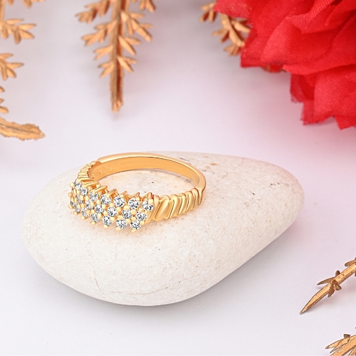 3 row gold plated ring