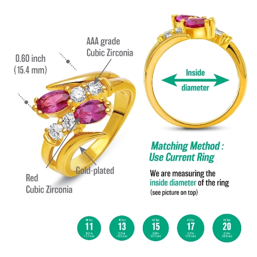 cincin double bypass red cz measurement