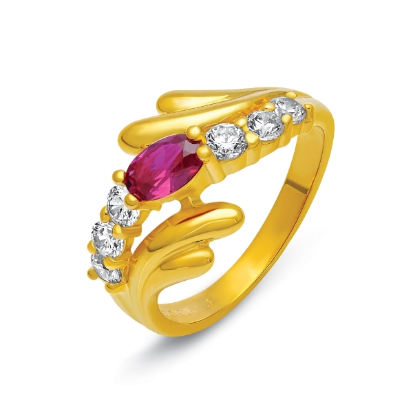 Show details for Red Bypass Promise Ring Gold Plated Red CZ Bypass Promise Ring