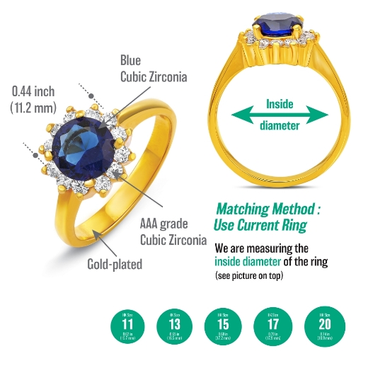 cincin matahari blue cz measurement
