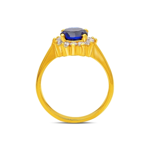 Gold Plated ring with blue cz