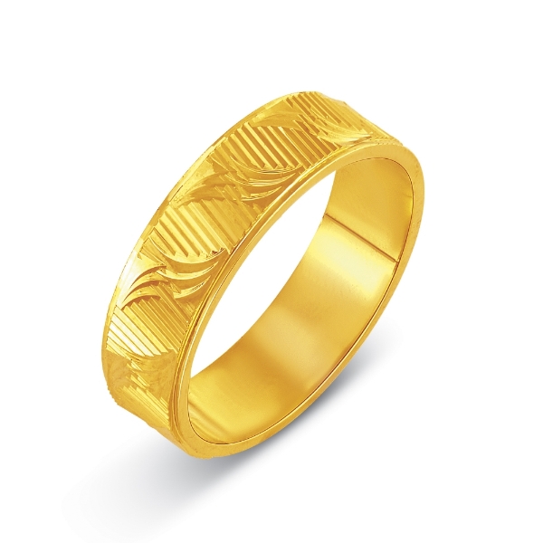 Show details for Modern Textured Wave Band Gold Plated Modern Textured Wave Band