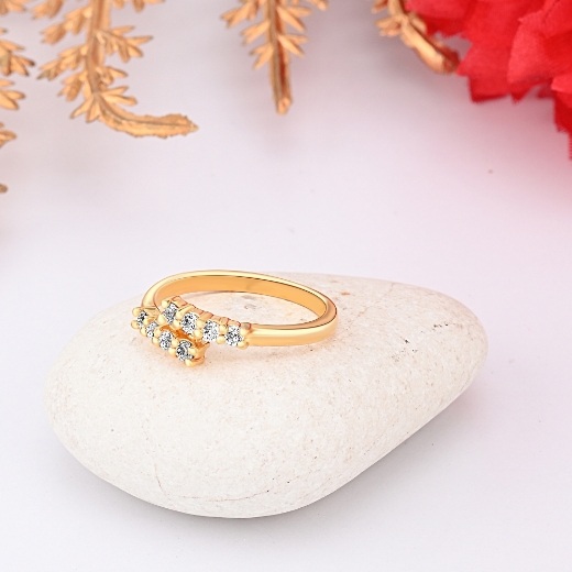 cz gold plated bypass ring
