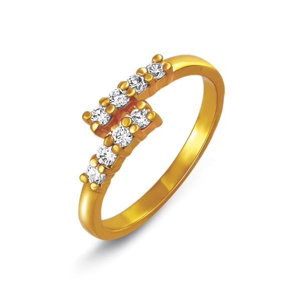Show details for Classic CZ Bypass Ring Gold Plated Classic CZ Bypass Ring
