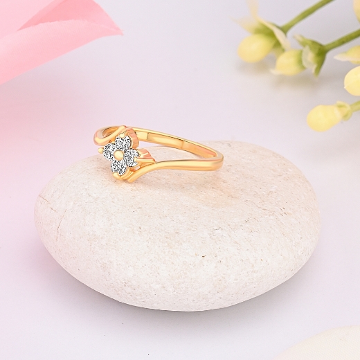 cz clover ring gold plated