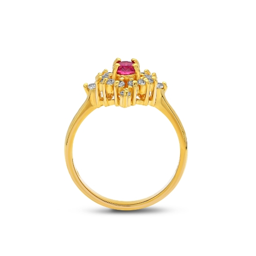 cincin bunga merah cz