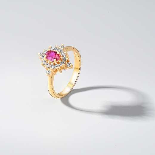 red floral rhombus ring