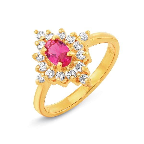 Show details for Red Rhombus Ring Gold Plated Red CZ Rhombus Ring