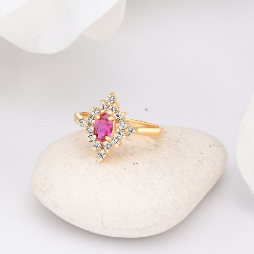 red floral diamond shape ring
