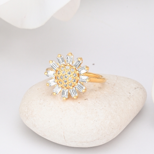 cz sunflower ring