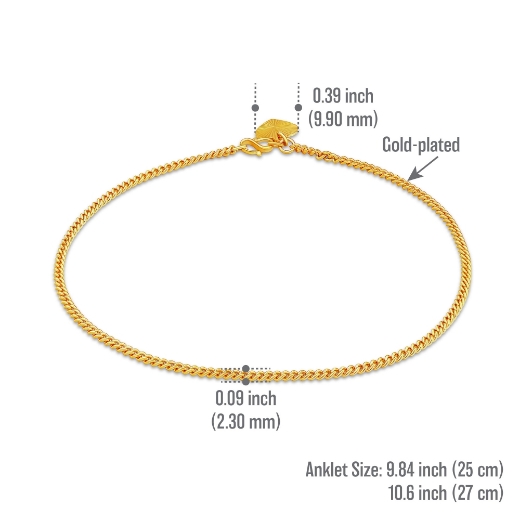 heart curb chain anklet measurement