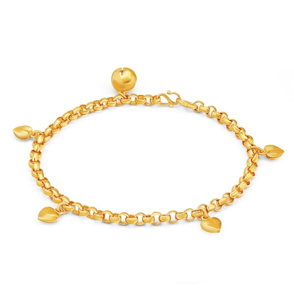 Show details for Minimalist Heart Anklet Gold Plated with Bell for Kids Minimalist Heart Anklet Kids