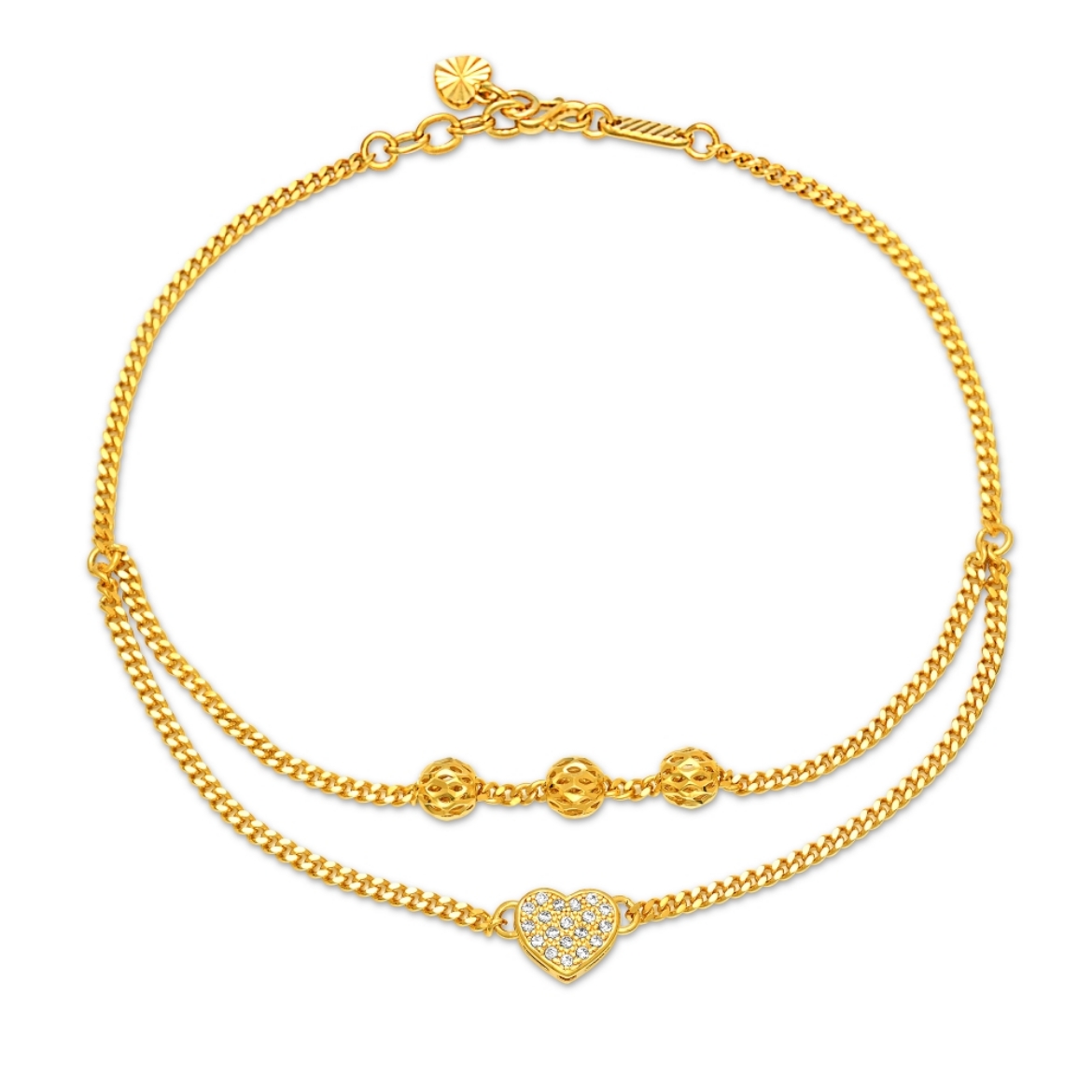 gold plated heart anklet