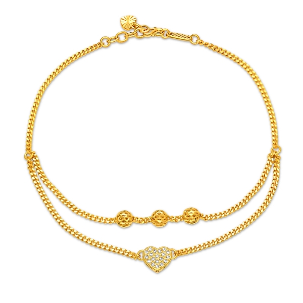 Show details for Layered Heart Chain Anklet Gold Plated gold plated heart anklet