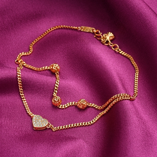 heart gold plated layered anklet