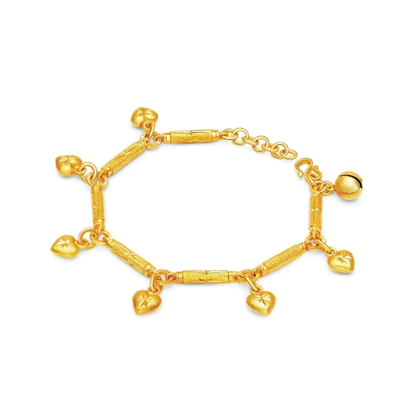 Show details for Starry Heart Bamboo Chain Bracelet Gold Plated for Kids Heart Bamboo Bracelet Kids