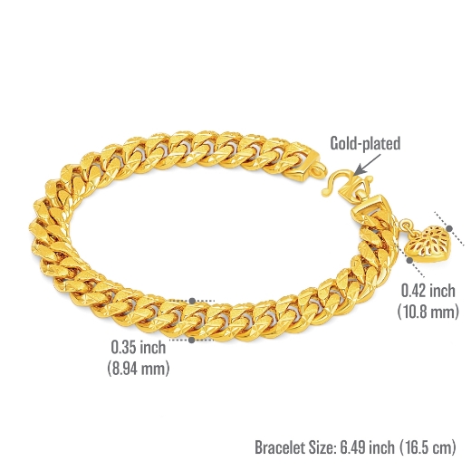 Dangle Heart Cuban Bracelet 16.5cm