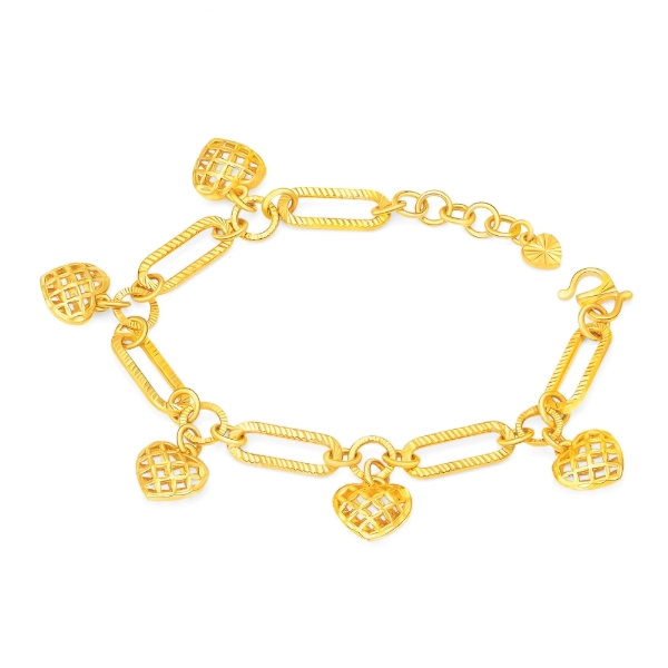 Show details for Dangle Heart Paperclip Bracelet Gold Plated Dangle Heart Paperclip Bracelet