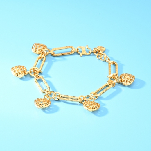 gold plated paperclip bracelet with heart