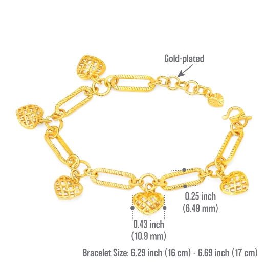 Dangle Heart Paperclip Bracelet measurement 17cm