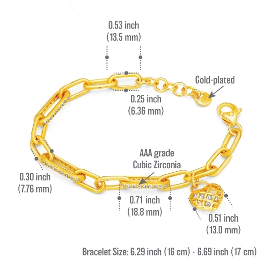 CZ Paperclip Bracelet measurement 17cm