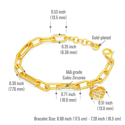 cz paperclip bracelet measurement 18.5cm