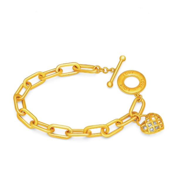 Show details for Paperclip Chain T-Bar Toggle Bracelet Gold Plated Paperclip Chain T-Bar Bracelet