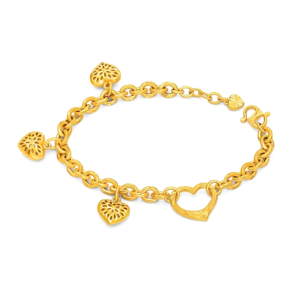 Show details for Mixed Heart Chain Bracelet Gold Plated Mixed Heart Bracelet