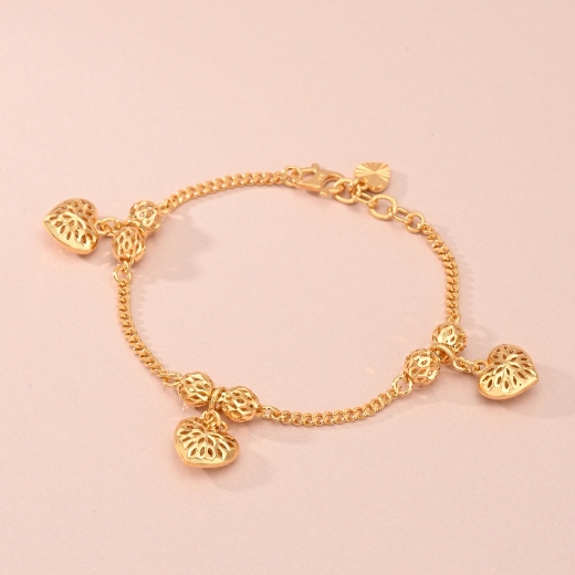 bead heart gold plated bracelet