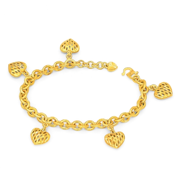 Show details for Heart Belcher Chain Bracelet Gold Plated (Sauh Love) Heart Belcher Chain Bracelet