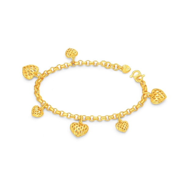 Show details for Caged Heart Cable Chain Bracelet Gold Plated (Kendi Love) Caged Heart Chain Bracelet