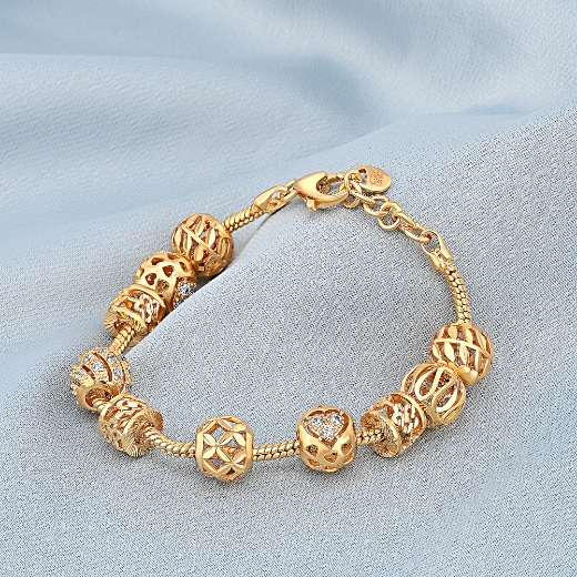 gold plated bead ball bracelet
