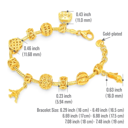 fashion charm bracelet measurement