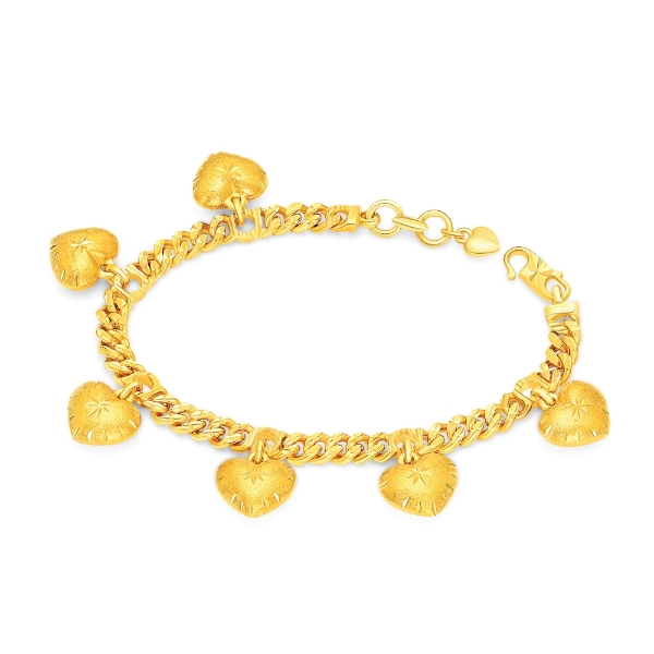 Show details for Heart Cuban Chain Bracelet Gold Plated (Gajah Love Pasir) Heart Cuban Chain Bracelet