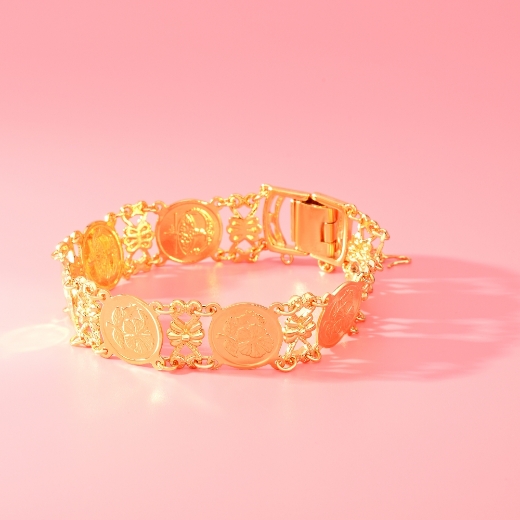 gold plated hibiscus bracelet