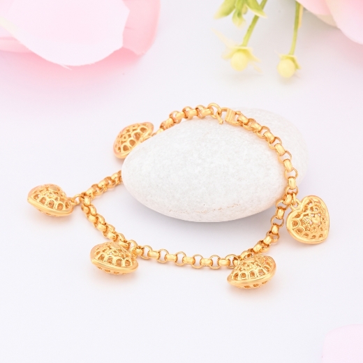 gold plated double heart bracelet