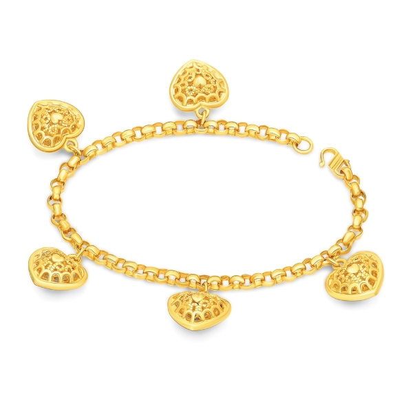 Show details for Double Heart Chain Bracelet Gold Plated (Kendi Love) Double Heart Bracelet