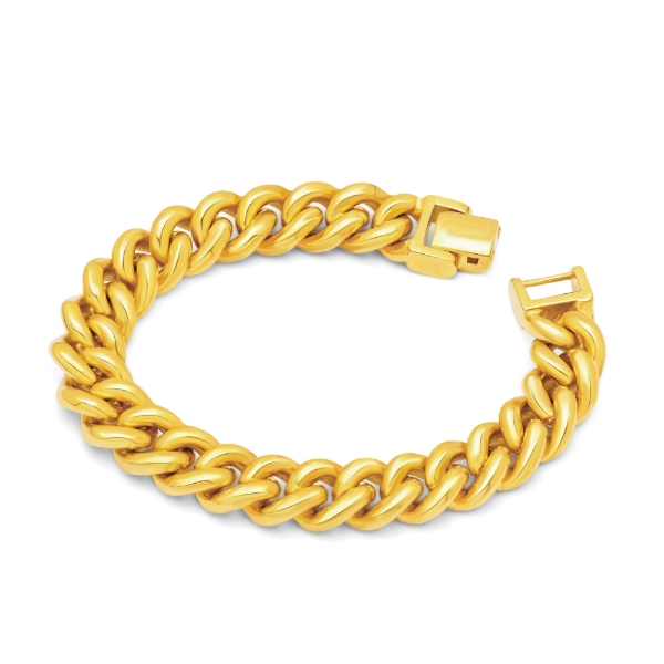 Show details for Thick Curb Chain Link Bracelet Gold Plated Thick Curb Chain Bracelet