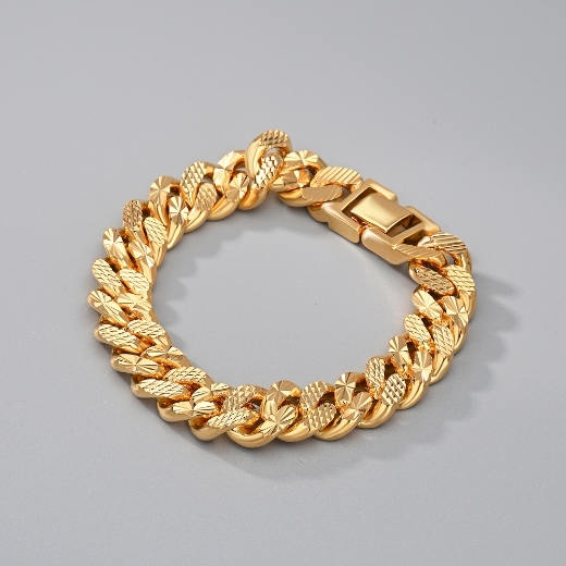 gold plated mix cuban bracelet