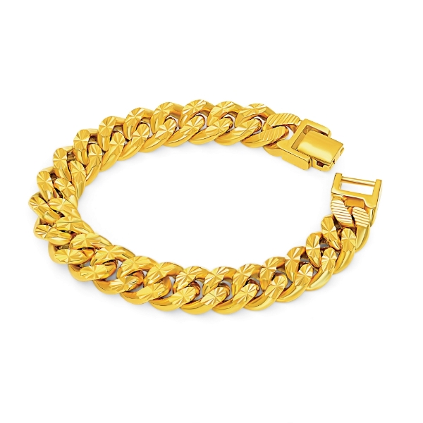 Show details for Chunky Textured Cuban Chain Bracelet Gold Plated (Gajah) Chunky Cuban Bracelet Gold
