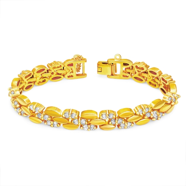 Show details for CZ Alternating Mini Oval Link Bracelet Gold Plated CZ Mini Oval Link Bracelet