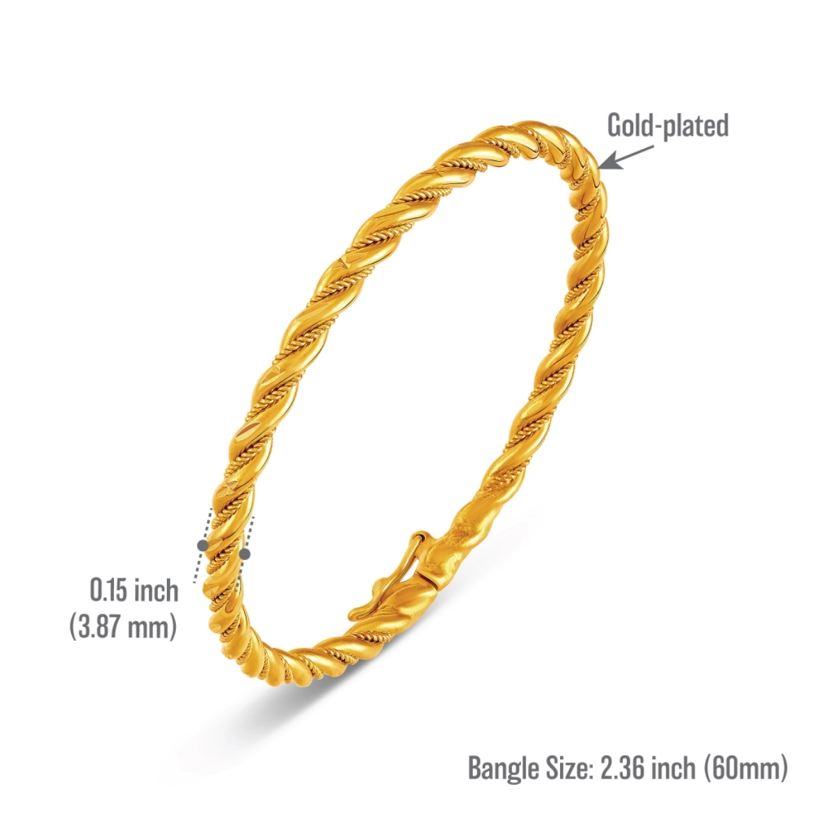 Zhulian Malaysia. Mix Double Twisted Bangle Gold Plated