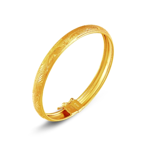 Show details for Classic Engraved Floral Bangle Gold Plated Classic Floral Bangle Gold Plated