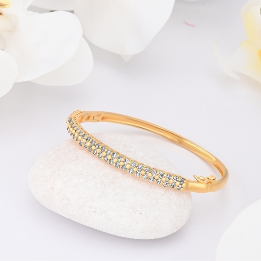 cz gold plated half eternity bangle
